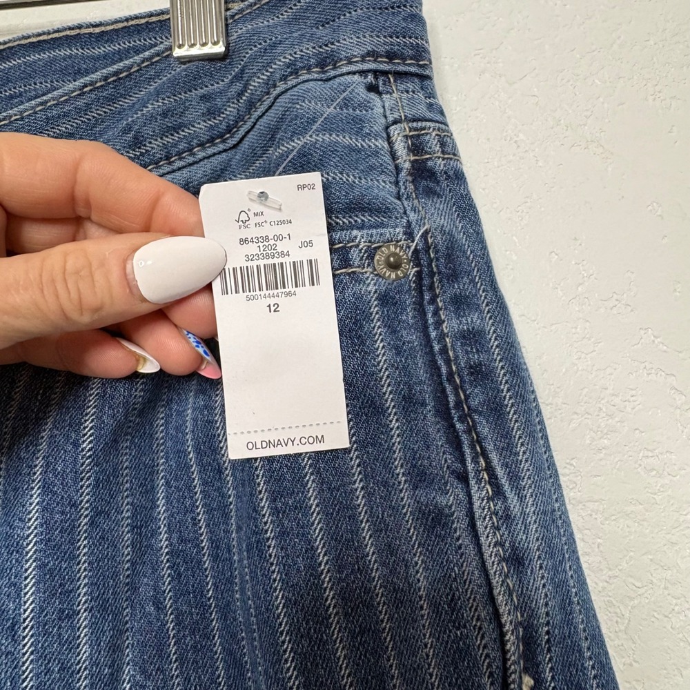 Old Navy Womens Pinstripe High Rise Rigid OG Loose Carpenter Jeans Blue Size 12 - Picture 6 of 10